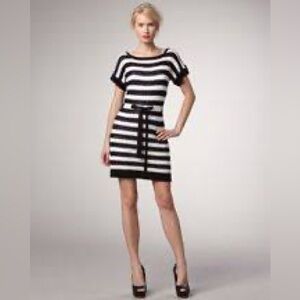 Nanette Lepore Black and White Striped Mini Dress
